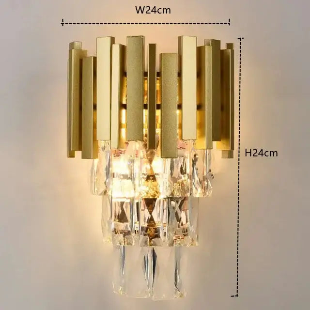 Gold Crystal Tiered 90cm Cascading Chandelier