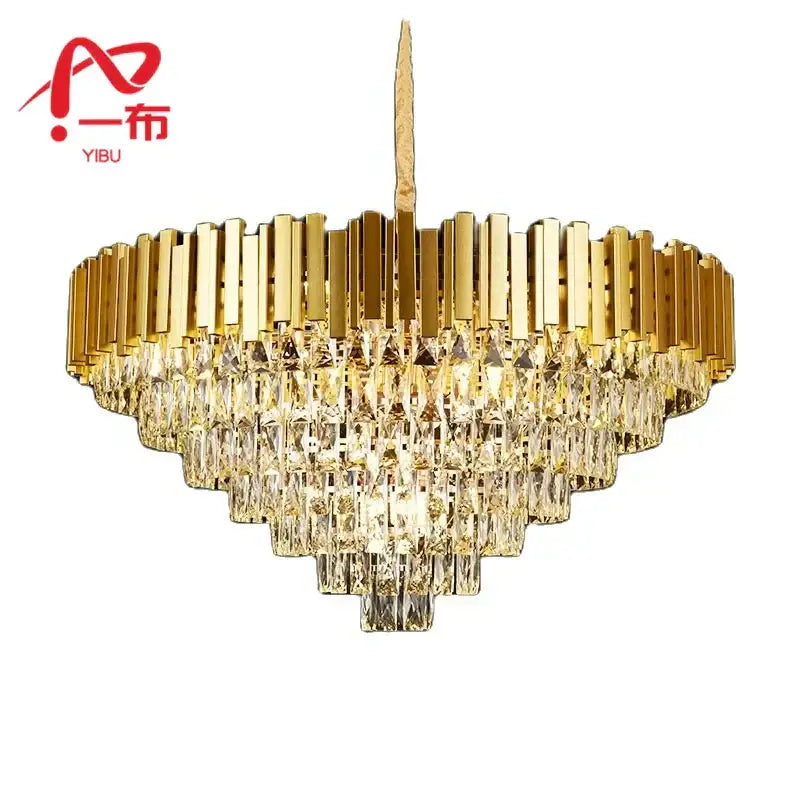 Gold Crystal Tiered 90cm Cascading Chandelier