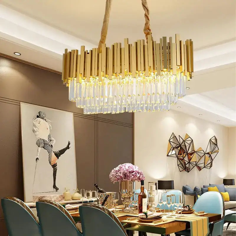 Gold Crystal Tiered 90cm Cascading Chandelier