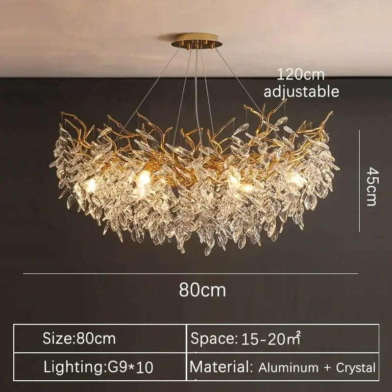 Gold Crystal Leaf 140cm Chandelier
