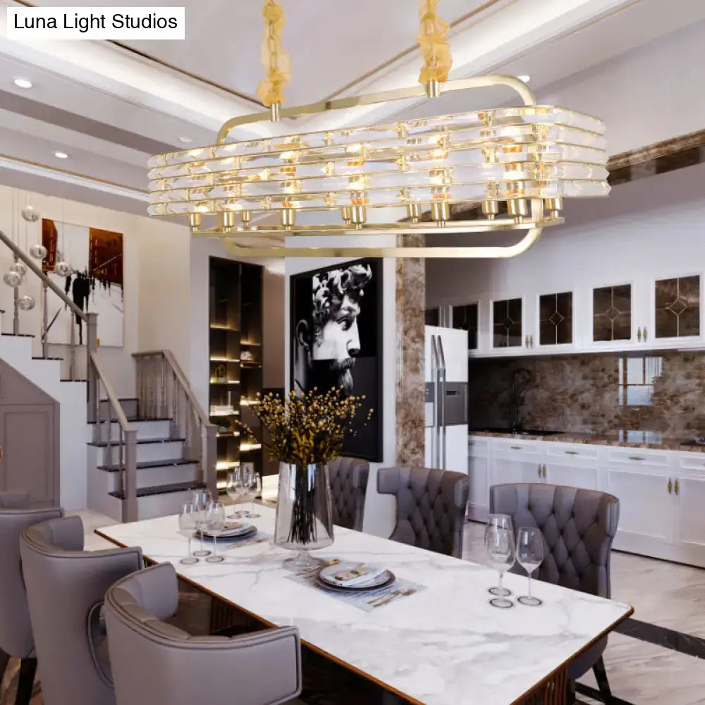 Gold Crystal Modernist Entryway Pendant Light