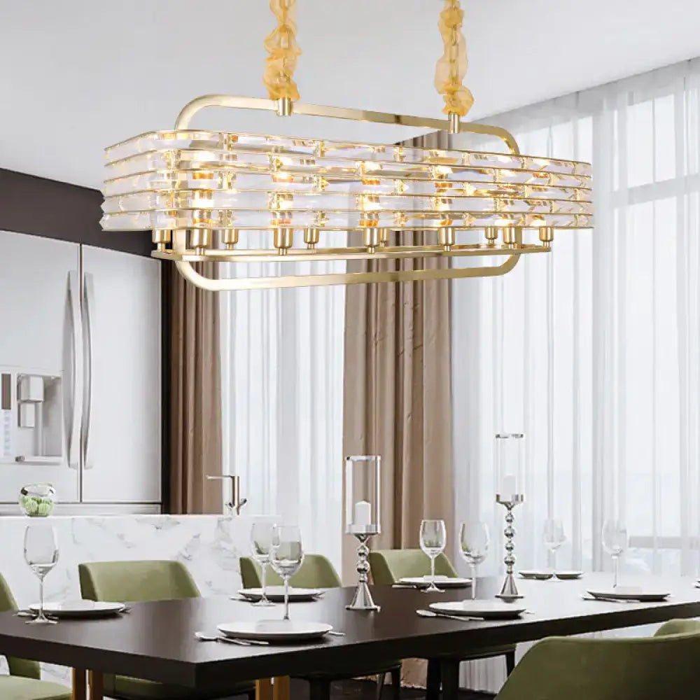Gold Crystal Modernist Entryway Pendant Light