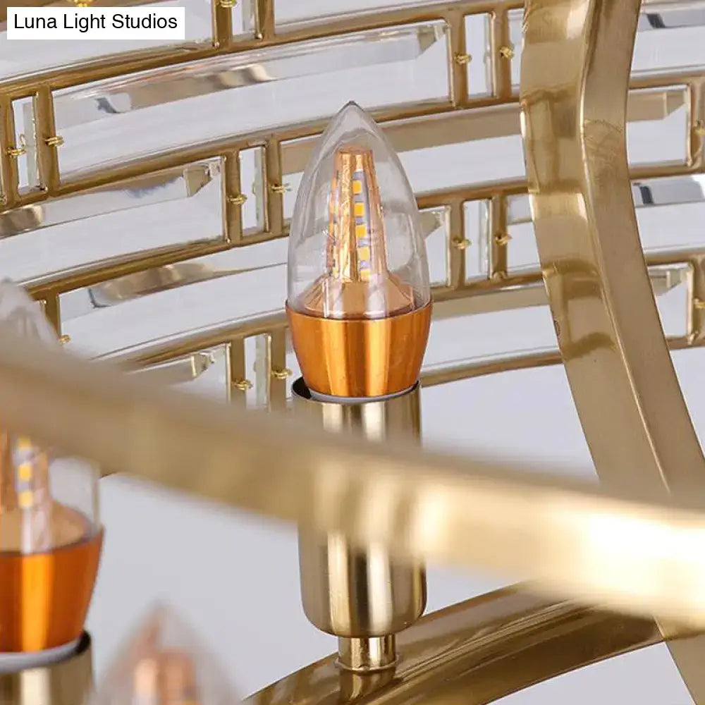 Gold Crystal Modernist Entryway Pendant Light