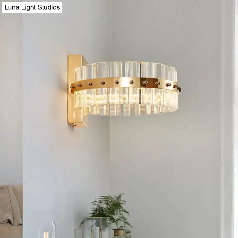 Gold Crystal Flush Mount Wall Sconce