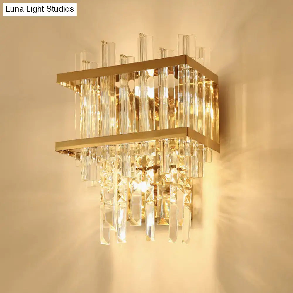 Gold Cube Crystal LED Sconce