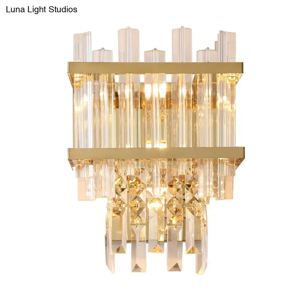 Gold Cube Crystal LED Sconce
