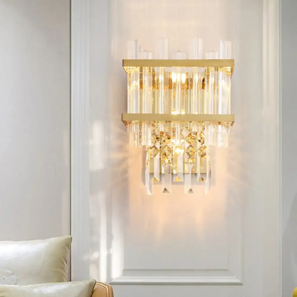Gold Cube Crystal LED Sconce