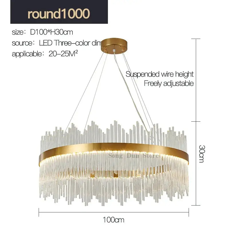 Gold Crystal Round 120cm Nordic Chandelier