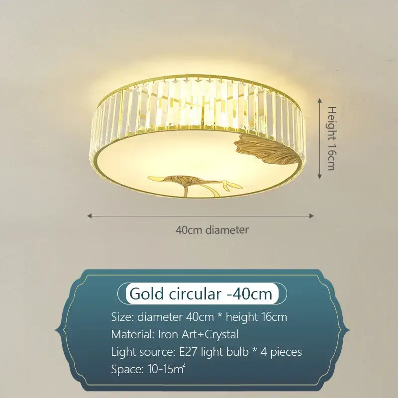 Gold Crystal Round Ceiling Light