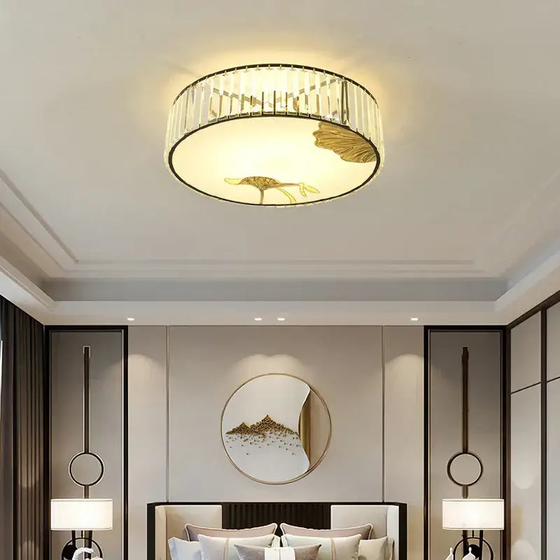 Gold Crystal Round Ceiling Light
