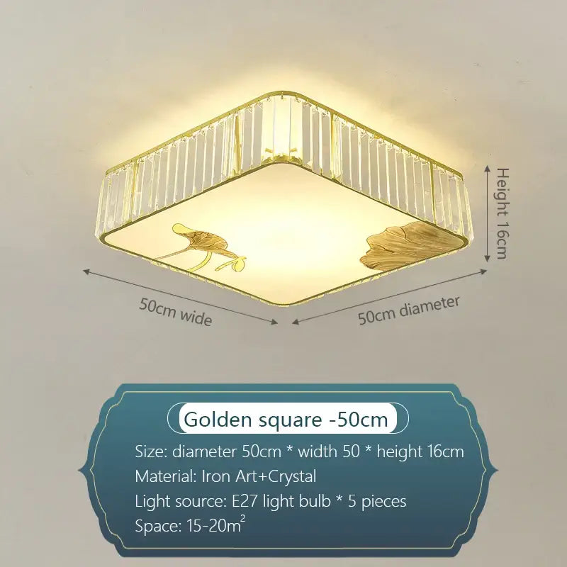Gold Crystal Round Ceiling Light