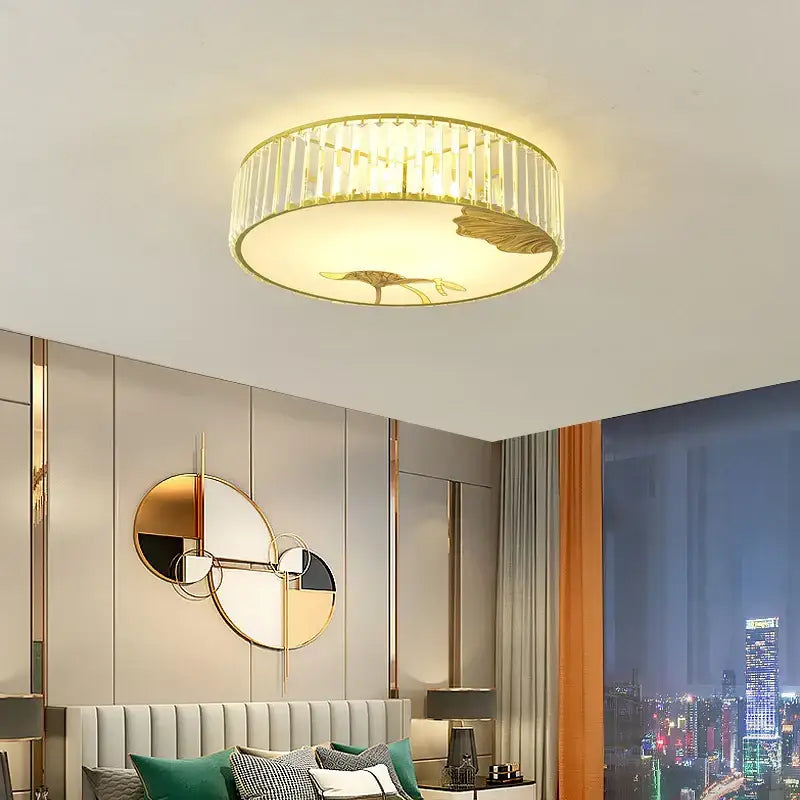 Gold Crystal Round Ceiling Light