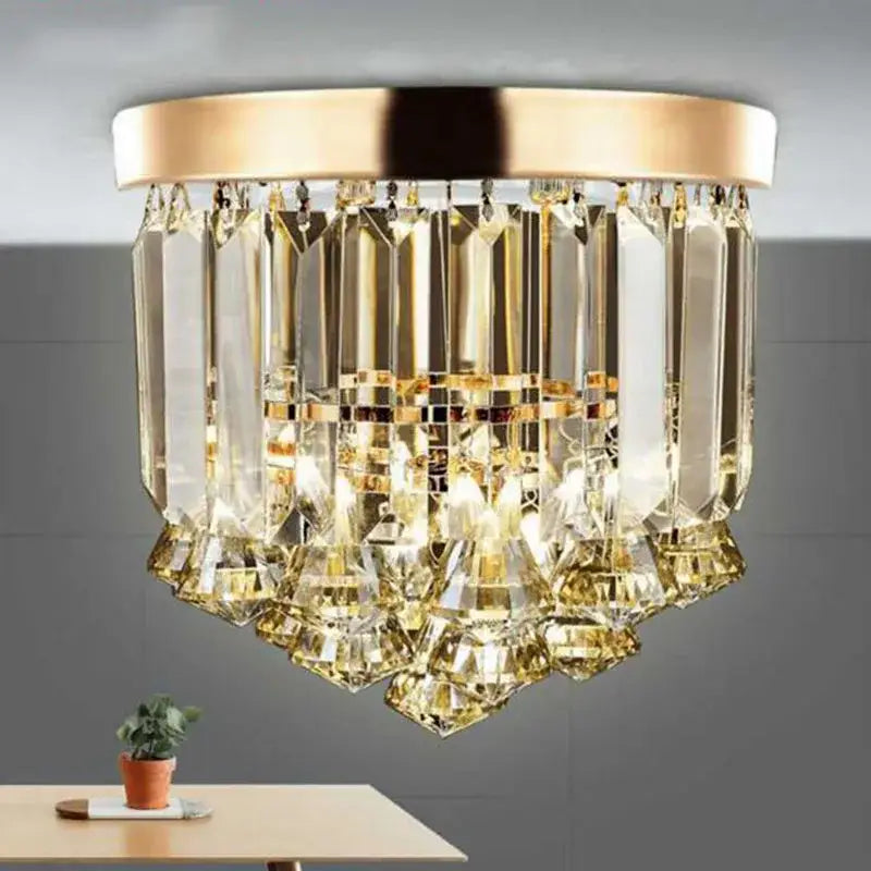 Gold Crystal 23cm Round Ceiling Light