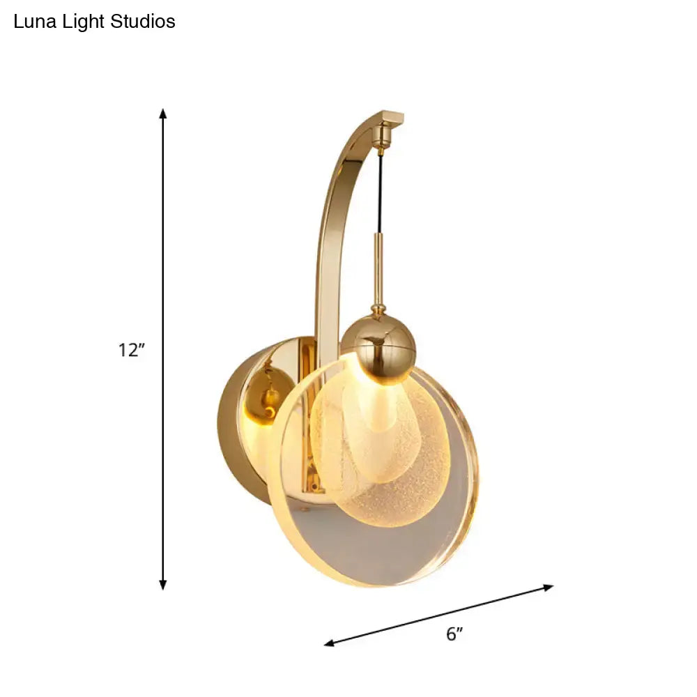 Gold Round Crystal Industrial Wall Lamp
