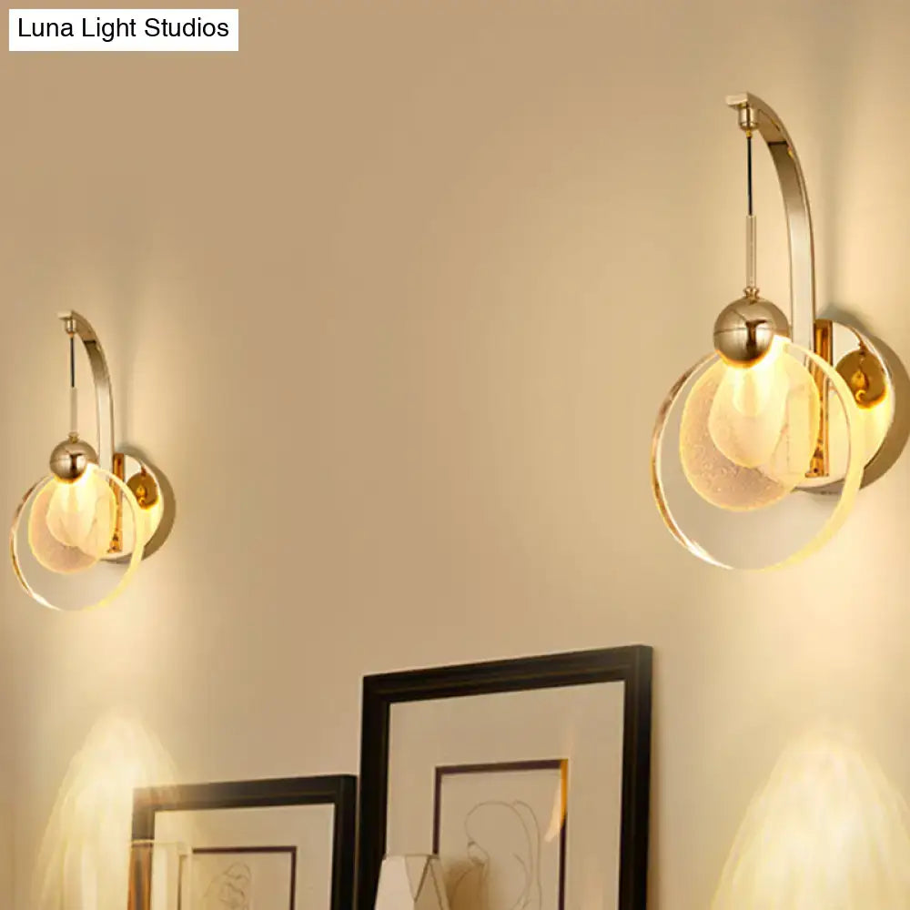 Gold Round Crystal Industrial Wall Lamp