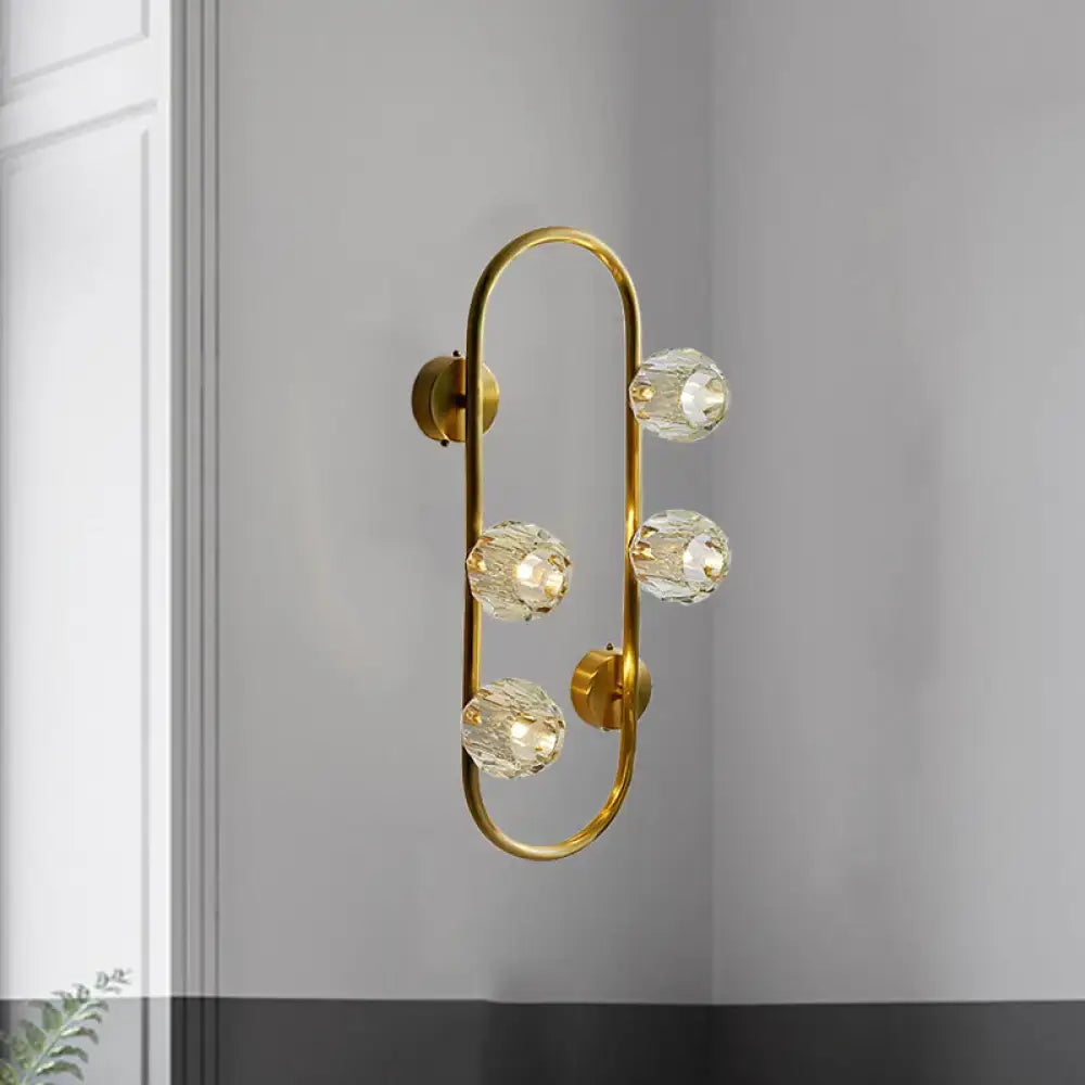 Gold Oval Crystal Wall Lamp