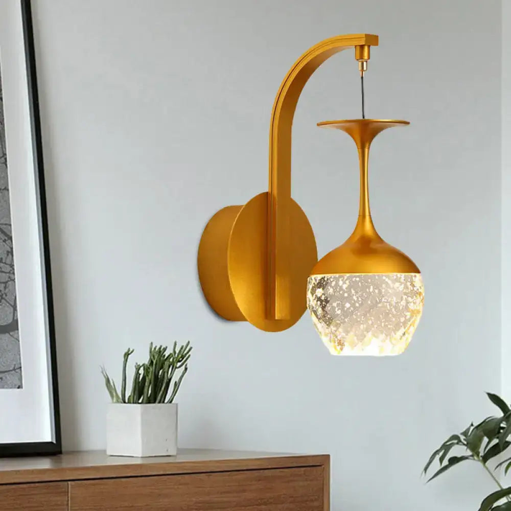 Gold Crystal Dimmable Bedroom Sconce