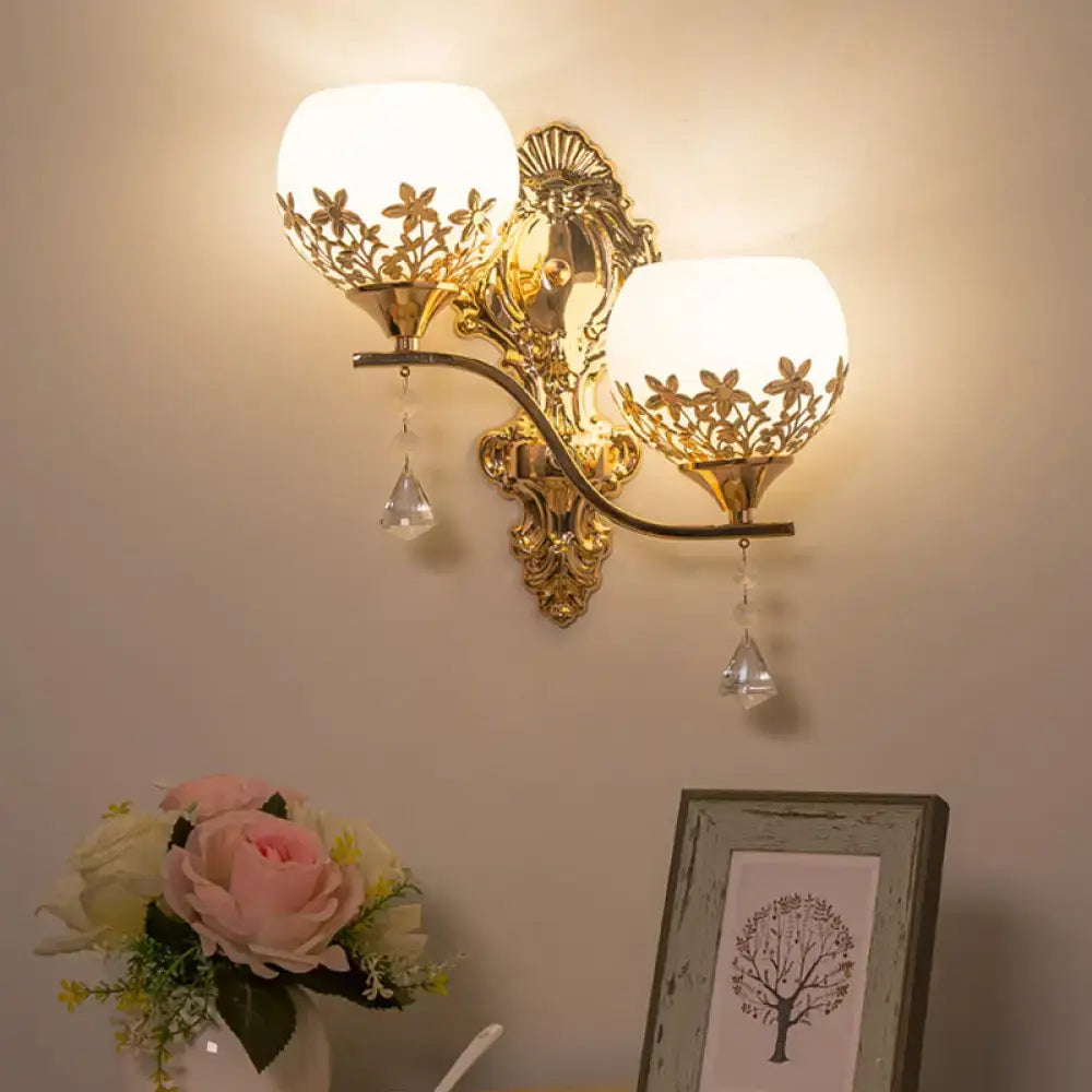 Gold Crystal Two-Head Wall Sconce