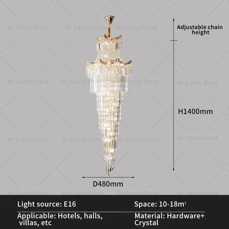 Gold Crystal Cascade Chandelier