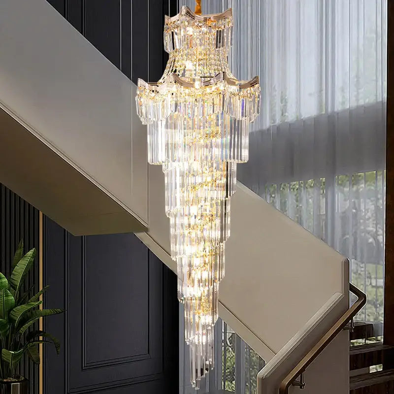 Gold Crystal Cascade Chandelier