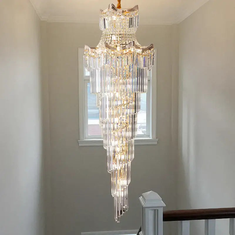 Gold Crystal Cascade Chandelier