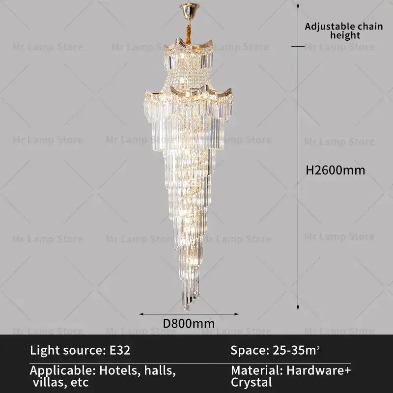 Gold Crystal Cascade Chandelier