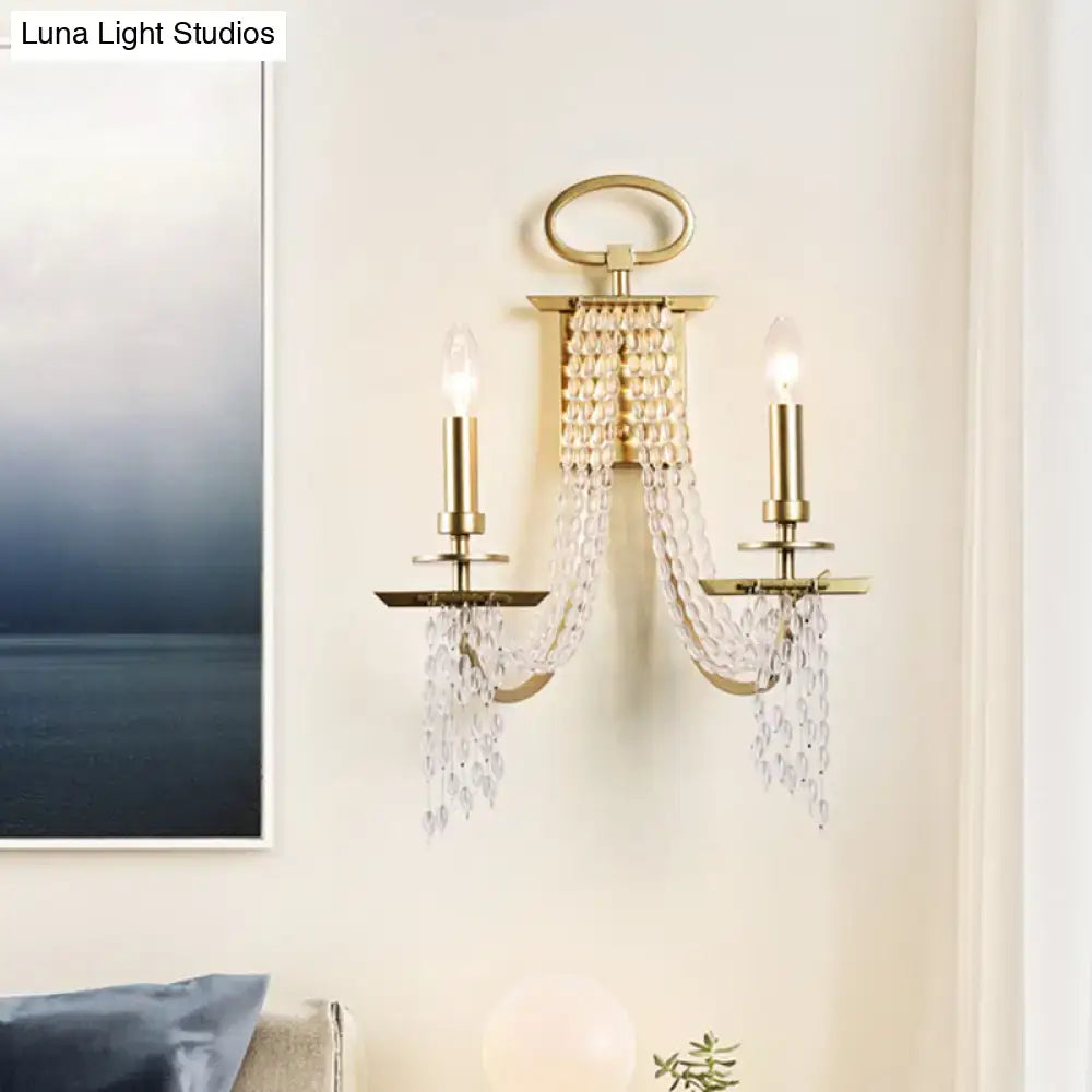 Gold Crystal Candelabra Strand Wall Sconce