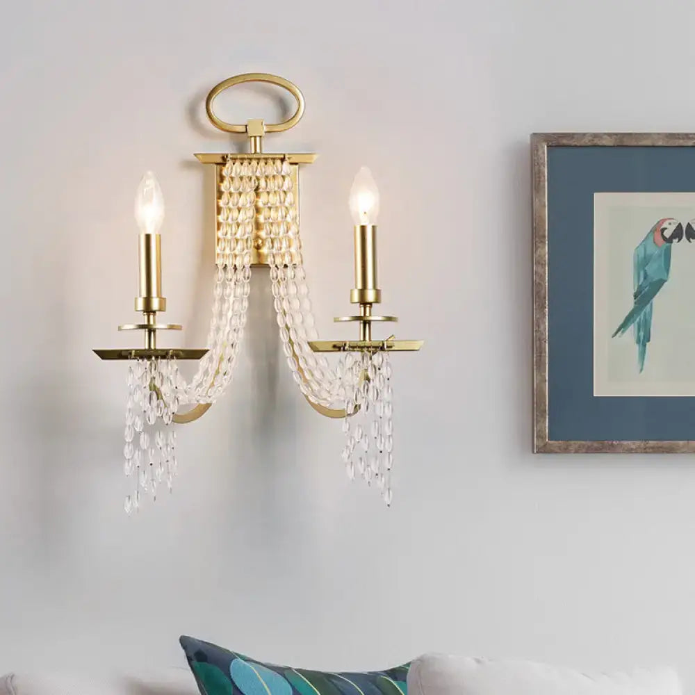 Gold Crystal Candelabra Strand Wall Sconce