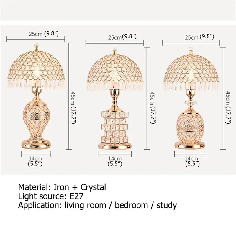Gold Crystal Remote Control Bedroom Table Lamp