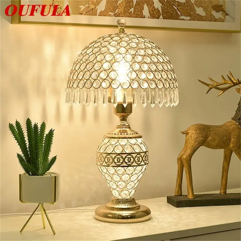 Gold Crystal Remote Control Bedroom Table Lamp