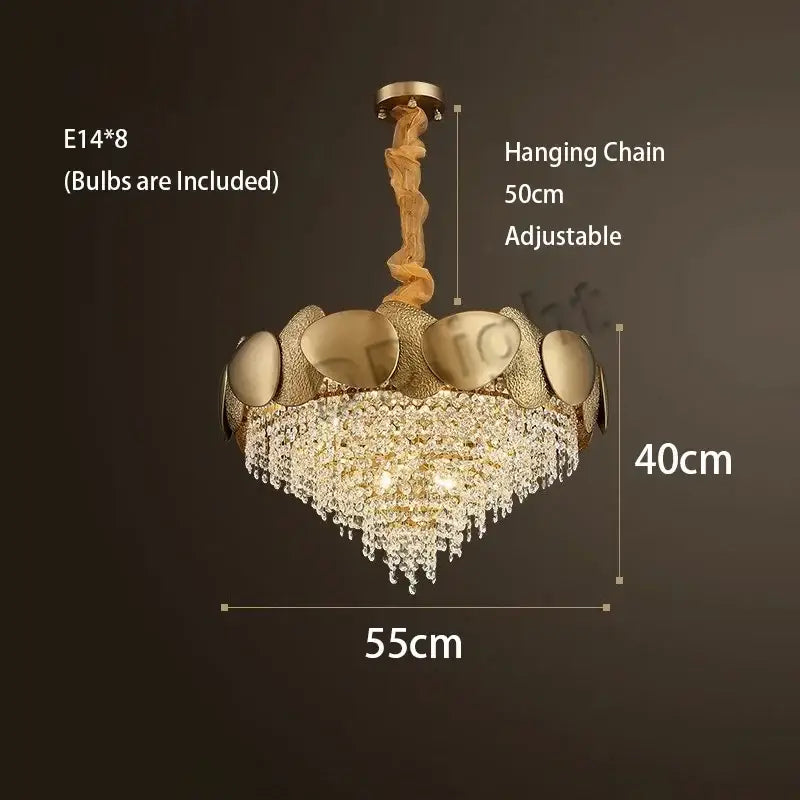 Gold Crystal Pendant Light With Crystal Tassels