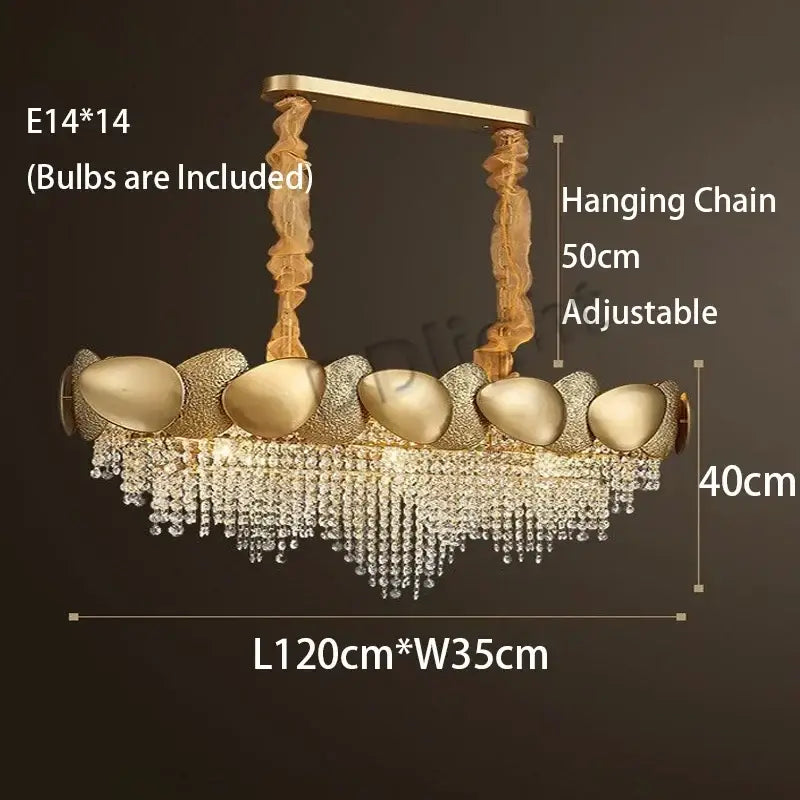 Gold Crystal Pendant Light With Crystal Tassels