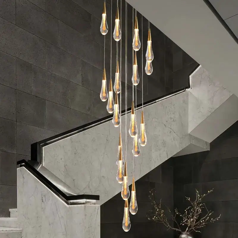 Gold Crystal Teardrop Chandelier