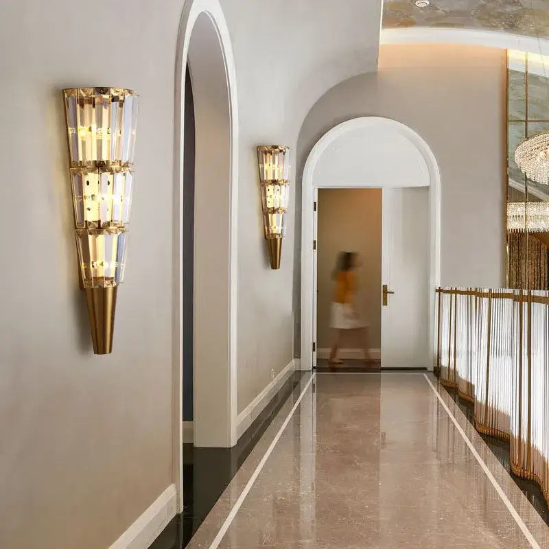 Gold Crystal Torch Wall Lamp