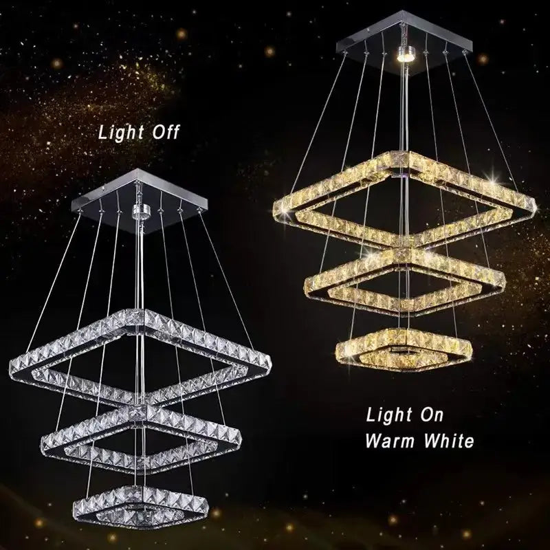 Gold Crystal Triangle Chandelier
