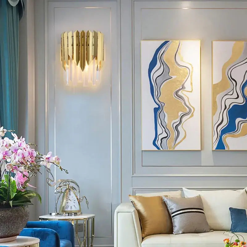 Gold Metallic Crystal Sconce