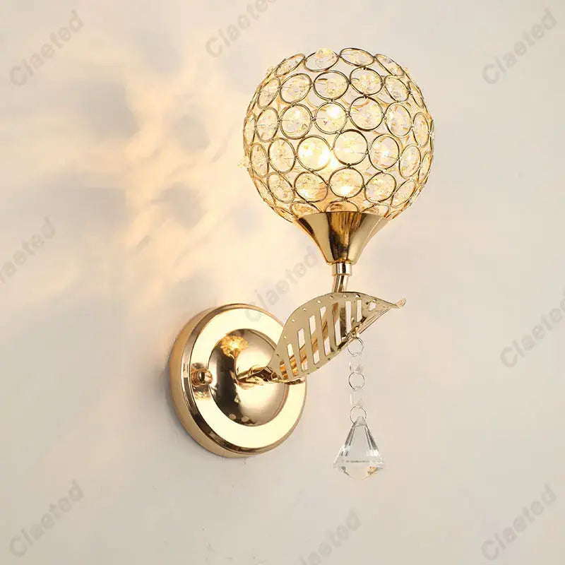 Gold Spherical Wall Sconce with Frosted Glass