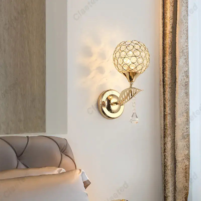Gold Spherical Wall Sconce with Frosted Glass