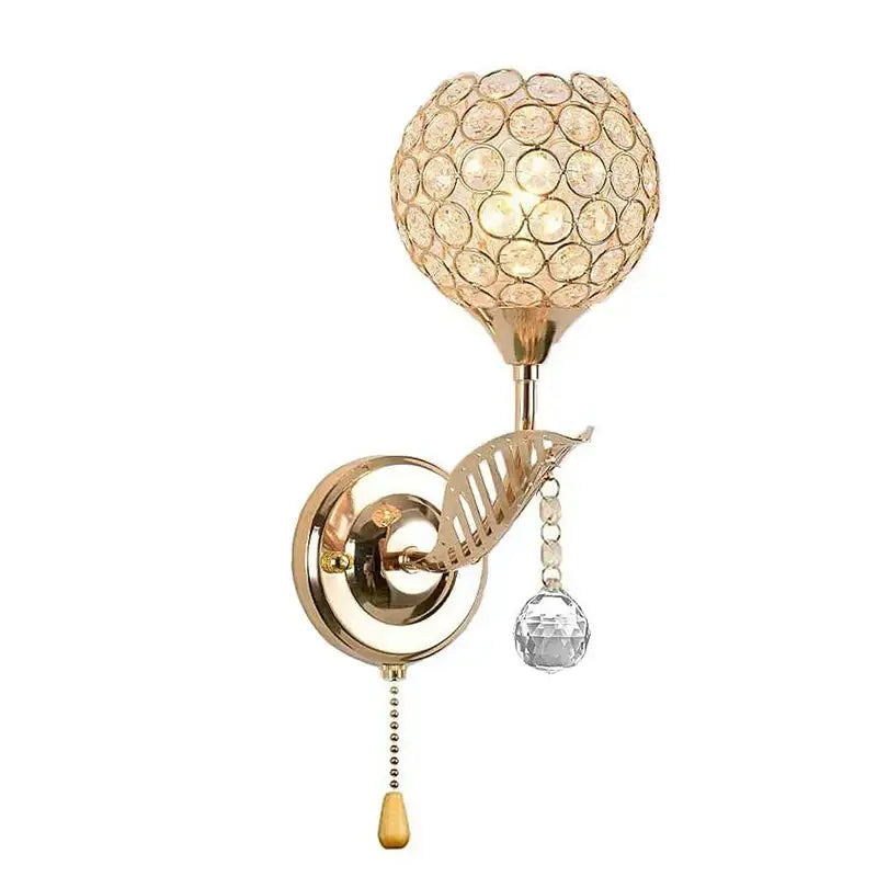 Gold Spherical Wall Sconce with Frosted Glass