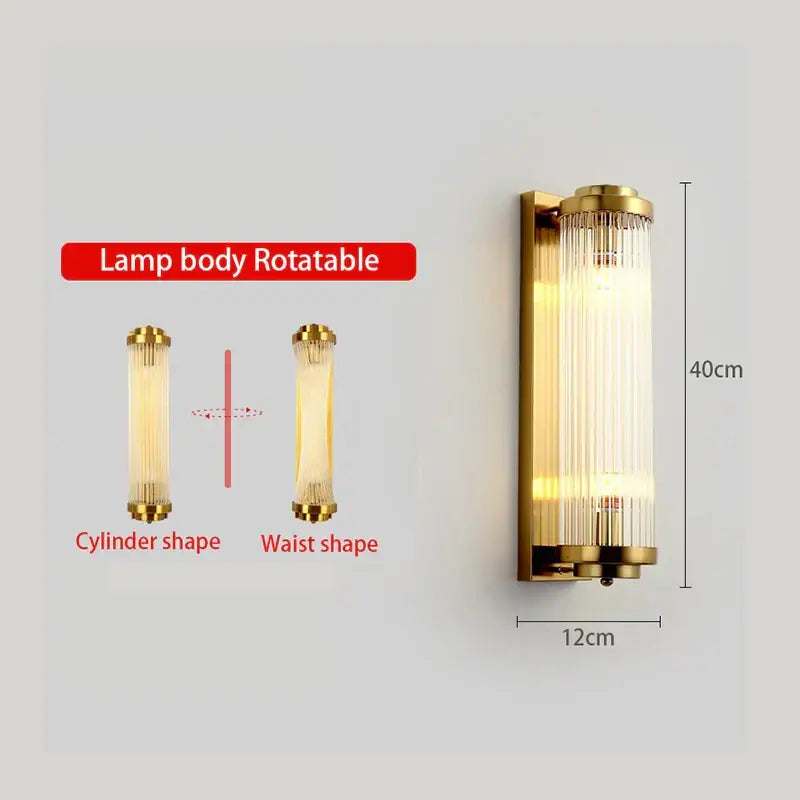 Gold Glass Rods Wall Sconce
