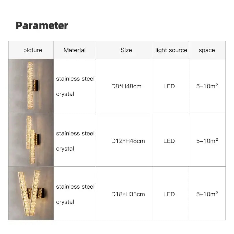 Gold Crystal Wall Lamp V-Shaped Design H33cm