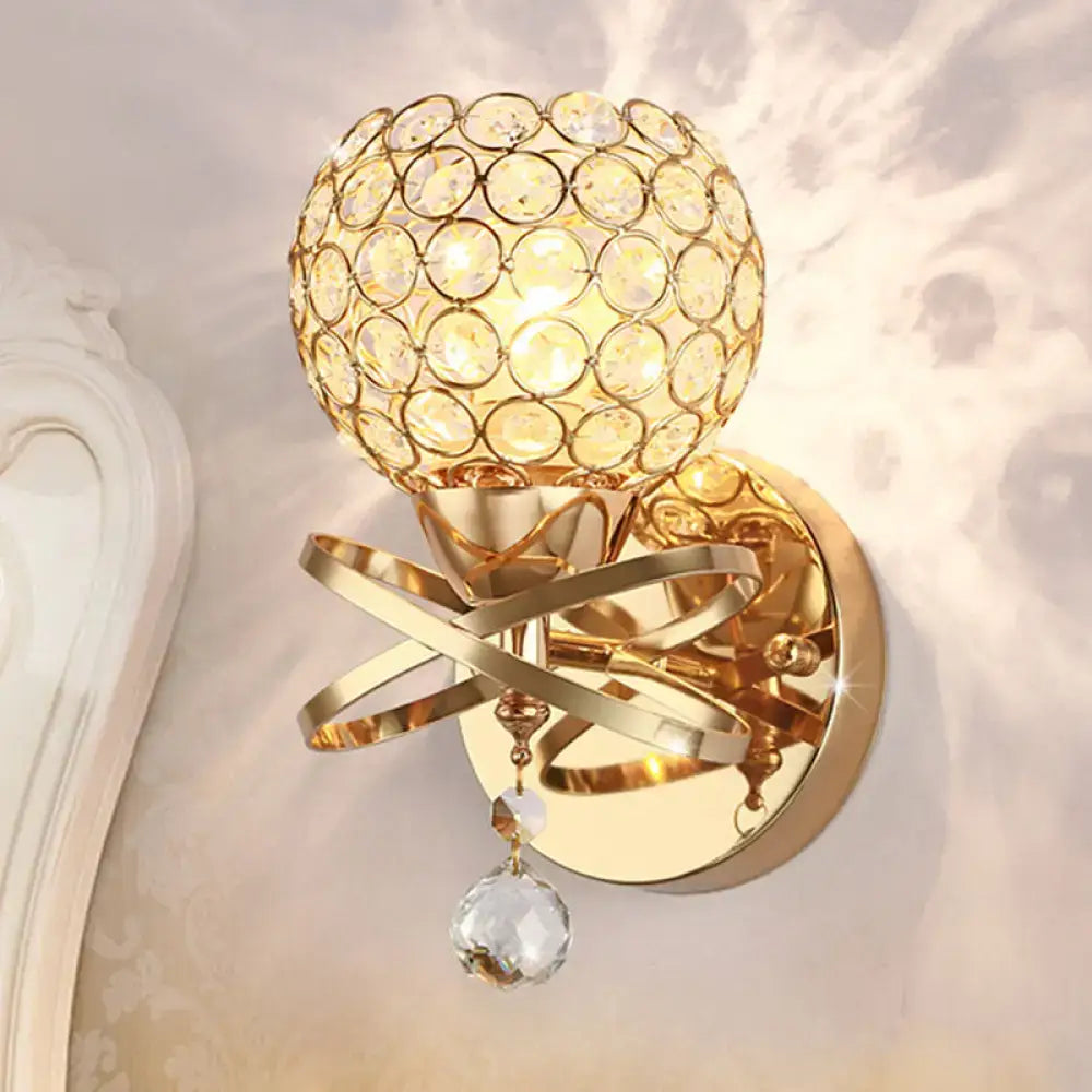 Gold Crystal Ball Sconce