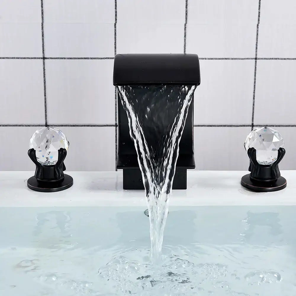 Gold Waterfall Basin Faucet Wide Spout Spa Style