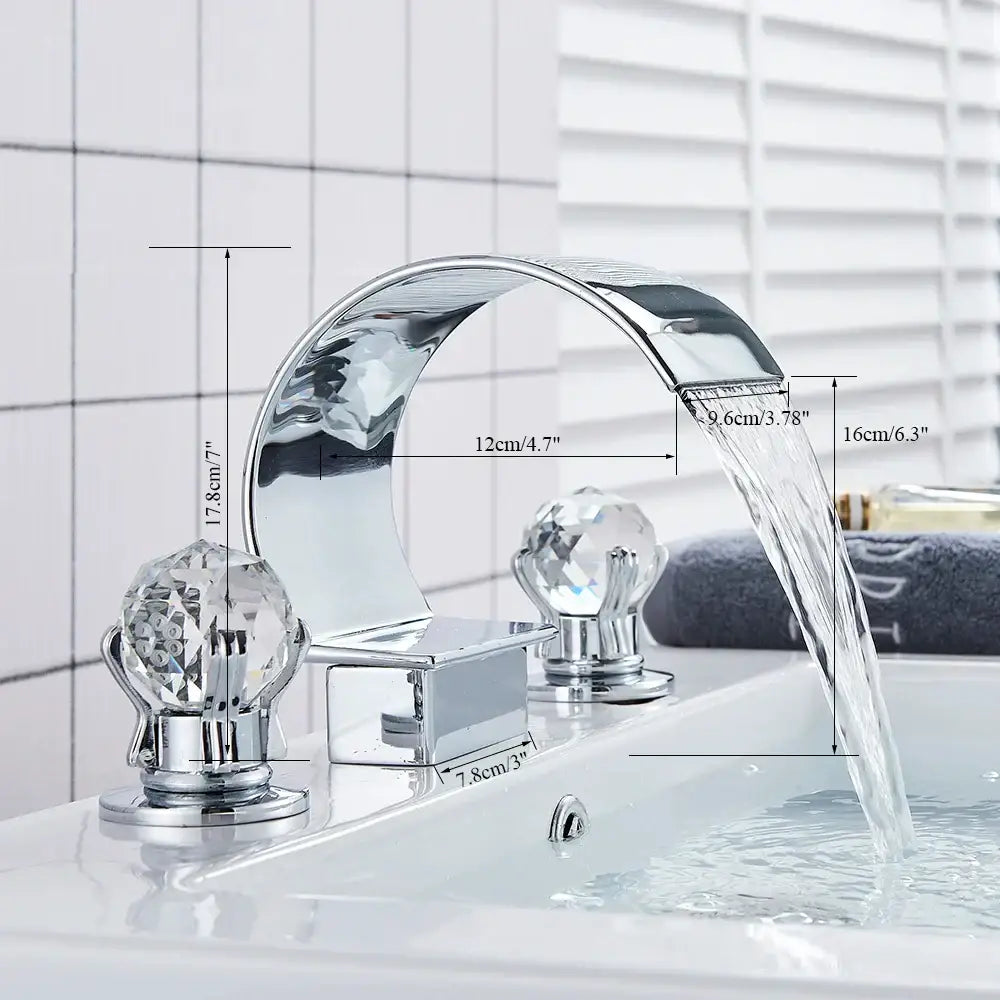 Gold Waterfall Basin Faucet Wide Spout Spa Style