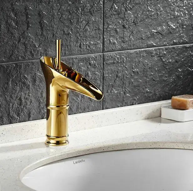 Gold Wine Glass Faucet Brass Bamboo Style
