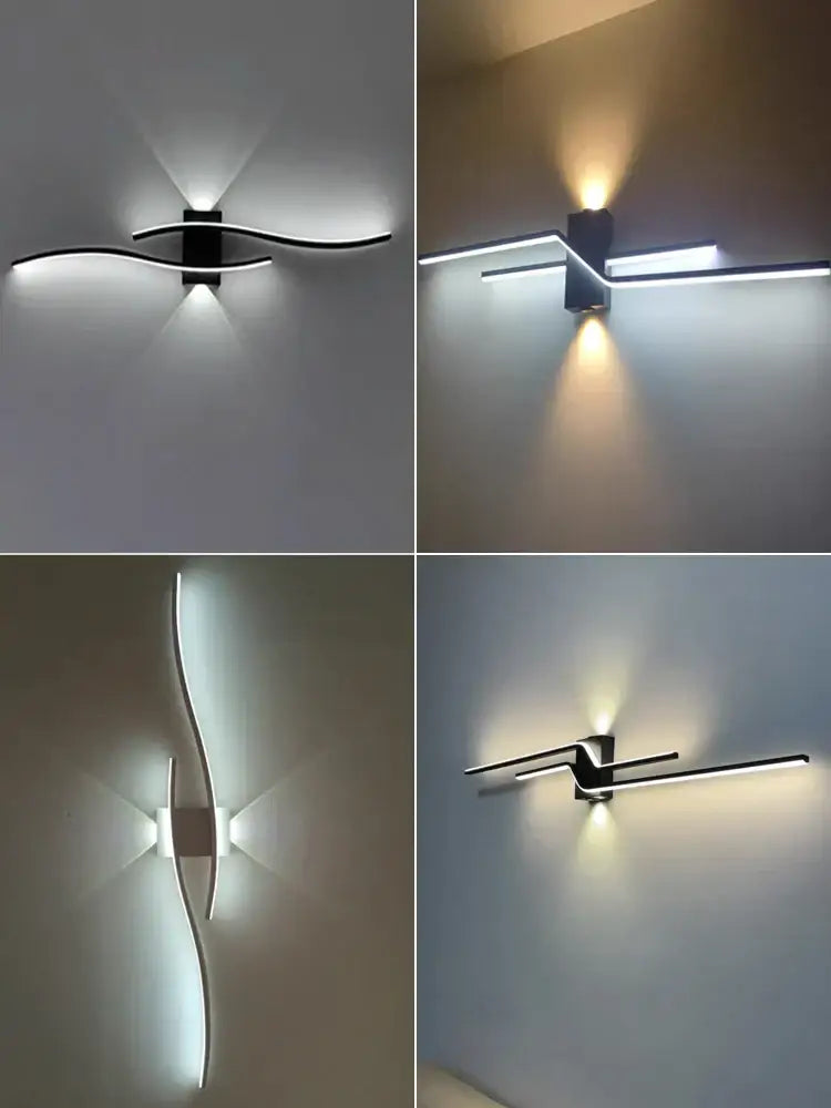 Black LED Wall Lamp Sleek Modern Bedroom Style