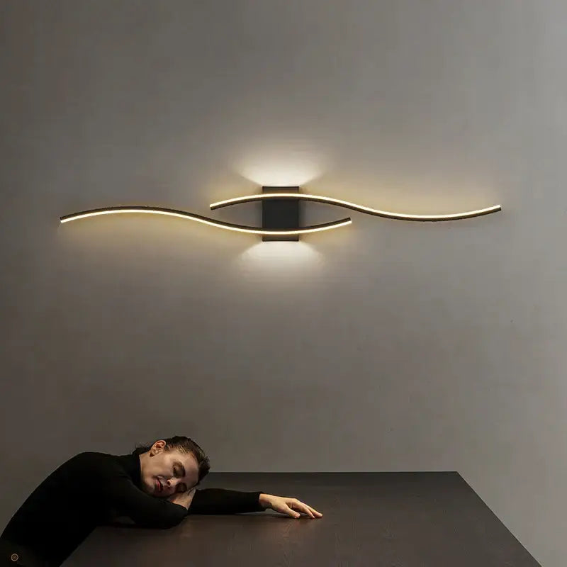 Black LED Wall Lamp Sleek Modern Bedroom Style