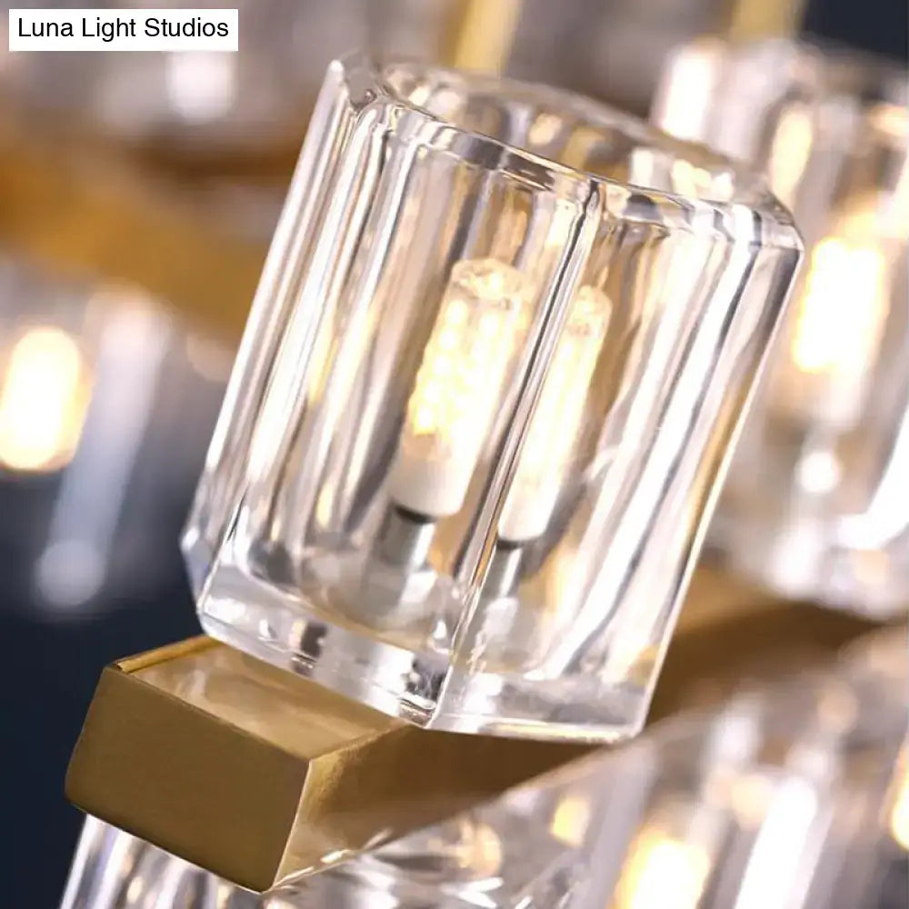 Gold Crystal Ten-Head Island Chandelier