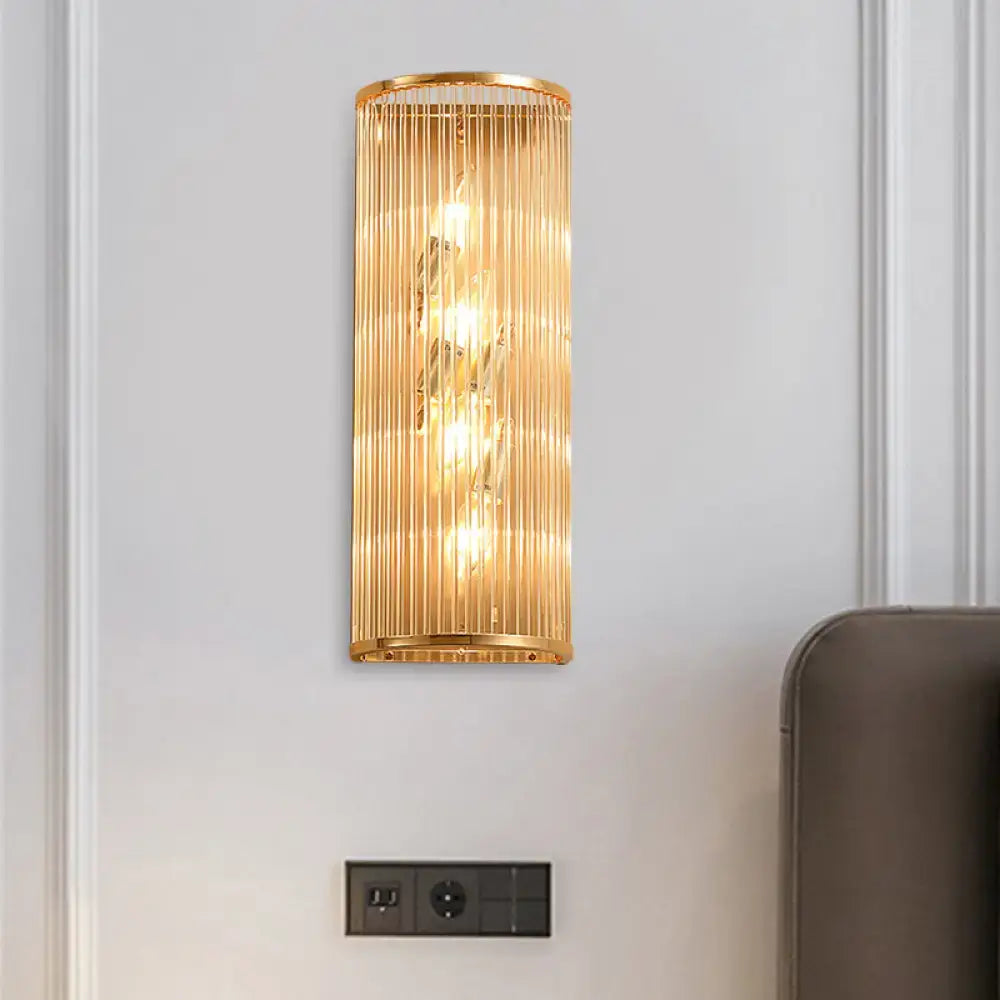 Gold Crystal Cylinder Wall Lamp