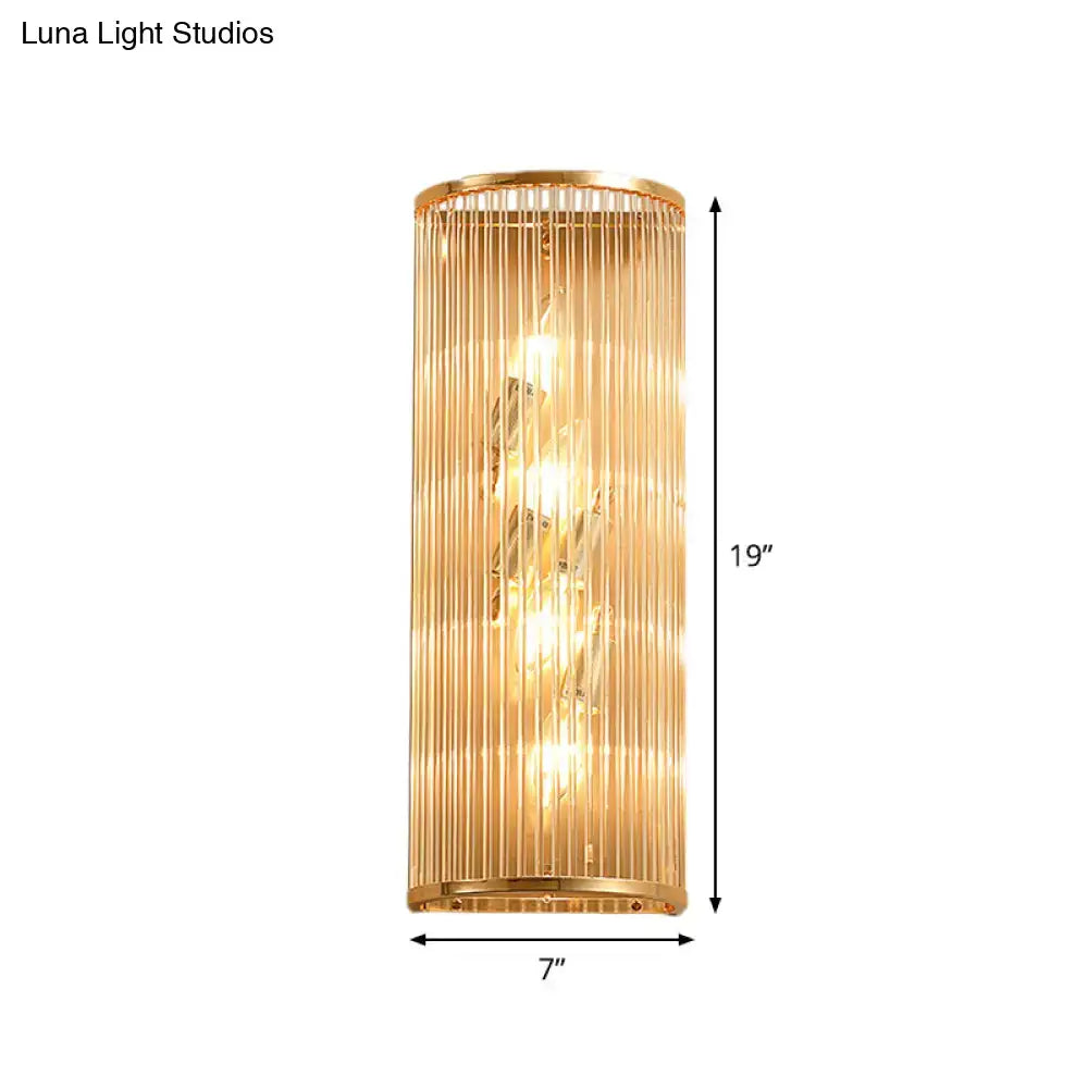 Gold Crystal Cylinder Wall Lamp